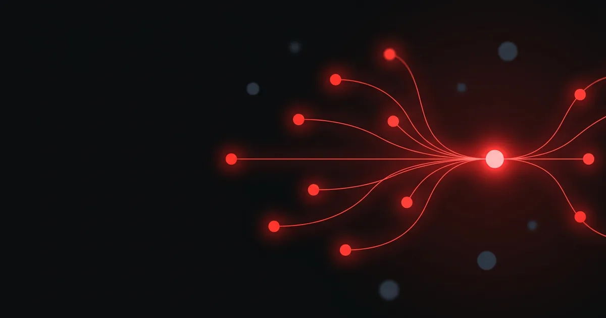 Red AI network illustration on a dark background depicting generative engine optimization