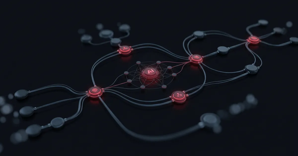 Guide visual showing business processes connected through AI automation