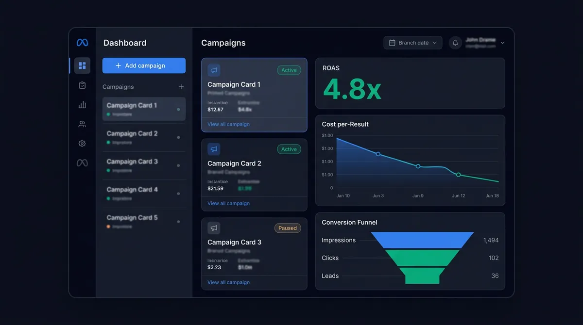 Meta Ads campaign management dashboard